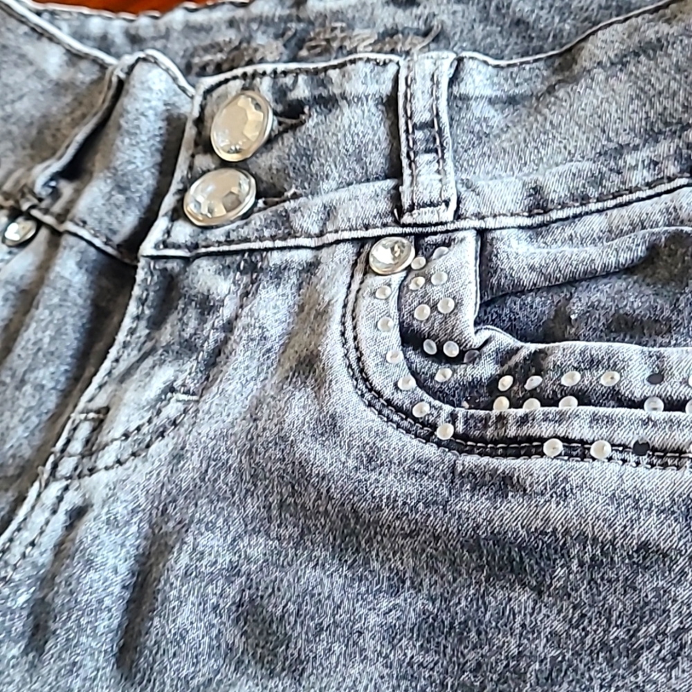 Butt Lifting Y2K Black Distressed Ripped Denim 1 Crystal (🛍 Bundle ANY 6/$36)
